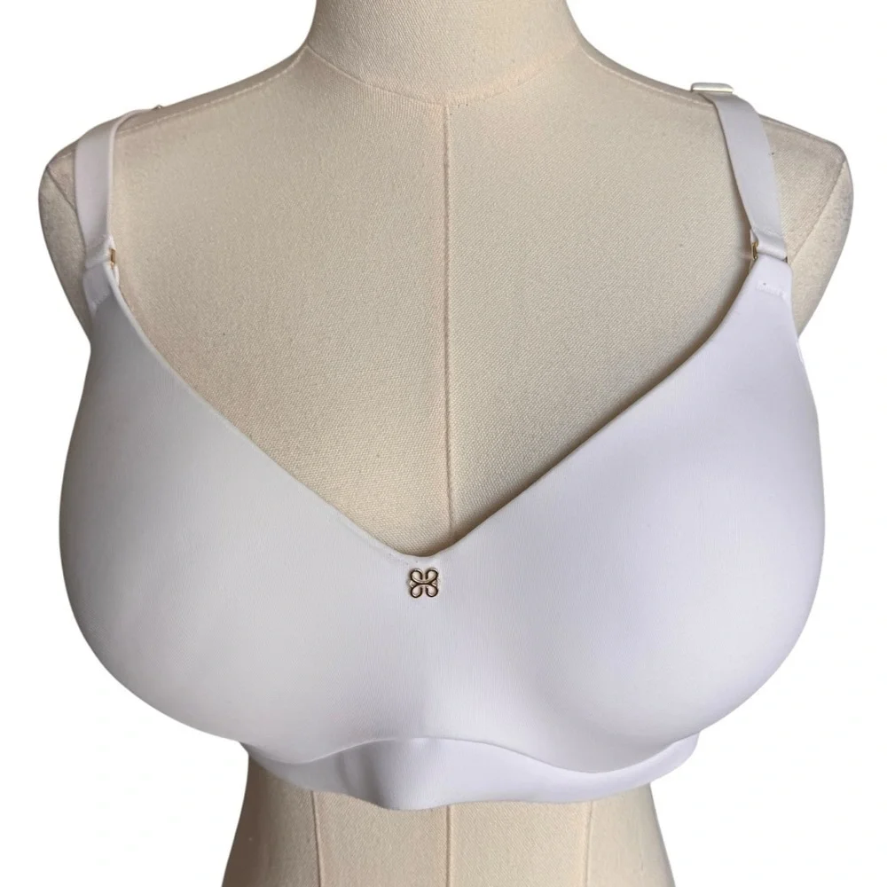 Honeylove - Crossover Bra White Wireless Smooth Support Sz 38 D